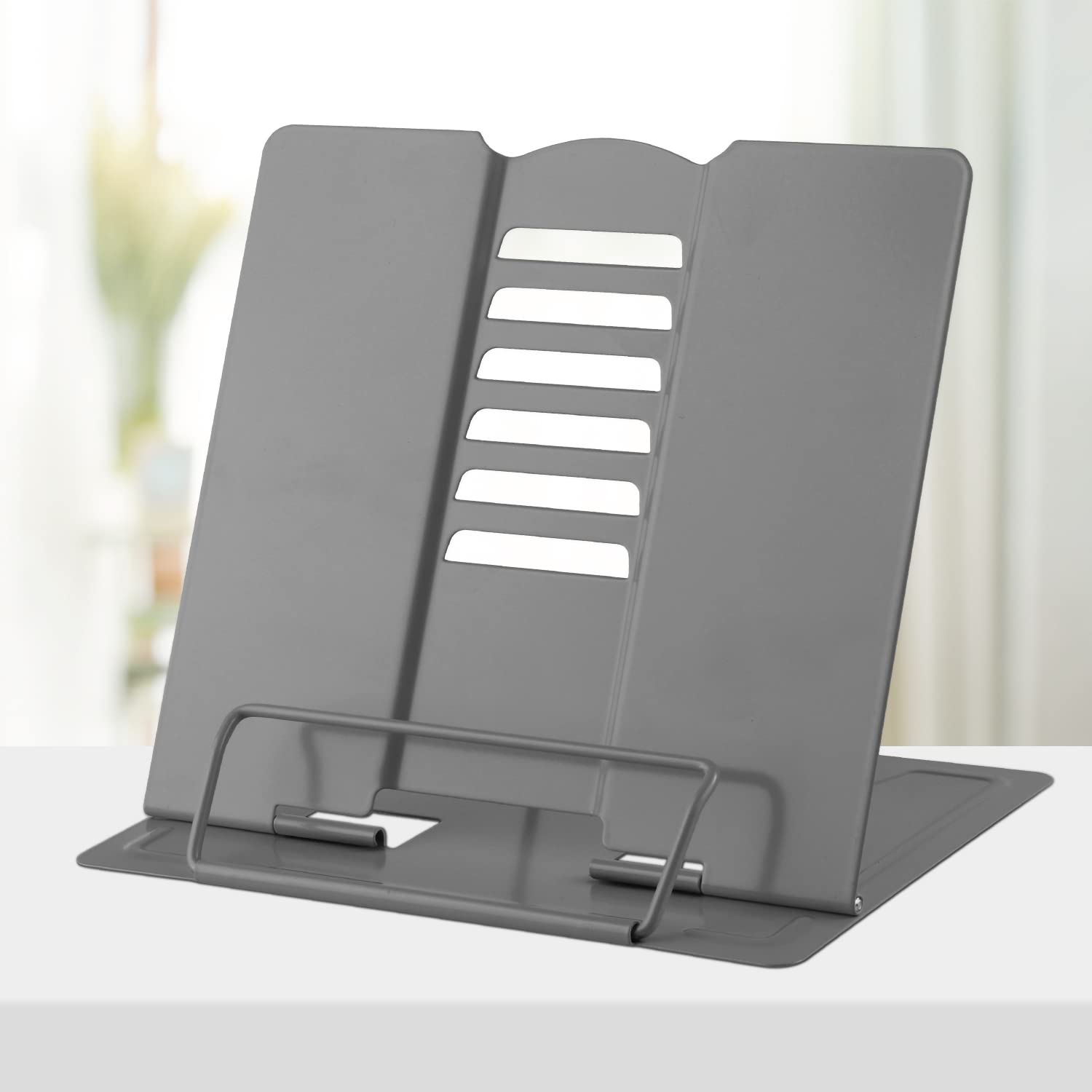 Honagu Metal Desk Book Holder, Hands Free Adjustable Cookbook & Document Holder, Portable Bookstand For Music Books, Textbooks,