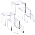 HIIMIEI Clear Acrylic Display Risers 2 Sets, 3-Tier Risers Stands Showcase for Amiibo Funko Pop Figures, Dessert, Jewelry-5''x6'
