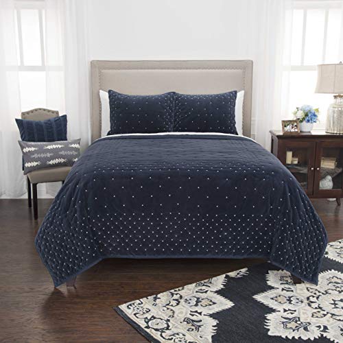 Rizzy Home | BQ4930 | 106"x92" Blue/Neutral/Geometric Quilt