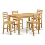East West Furniture CACF5H-OAK-W 5 Piece Kitchen Counter Height Dining Table Set Includes a Rectangle Dining Room Table and 4 Wooden Seat Chairs, 36x60 Inch, Oak