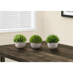 Monarch Specialties I 9589 Artificial Plant, 5' Tall, Grass, Indoor, Faux, Fake, Table, Greenery, Potted, Set of 3, Decorative, Green Plants, Grey Pots