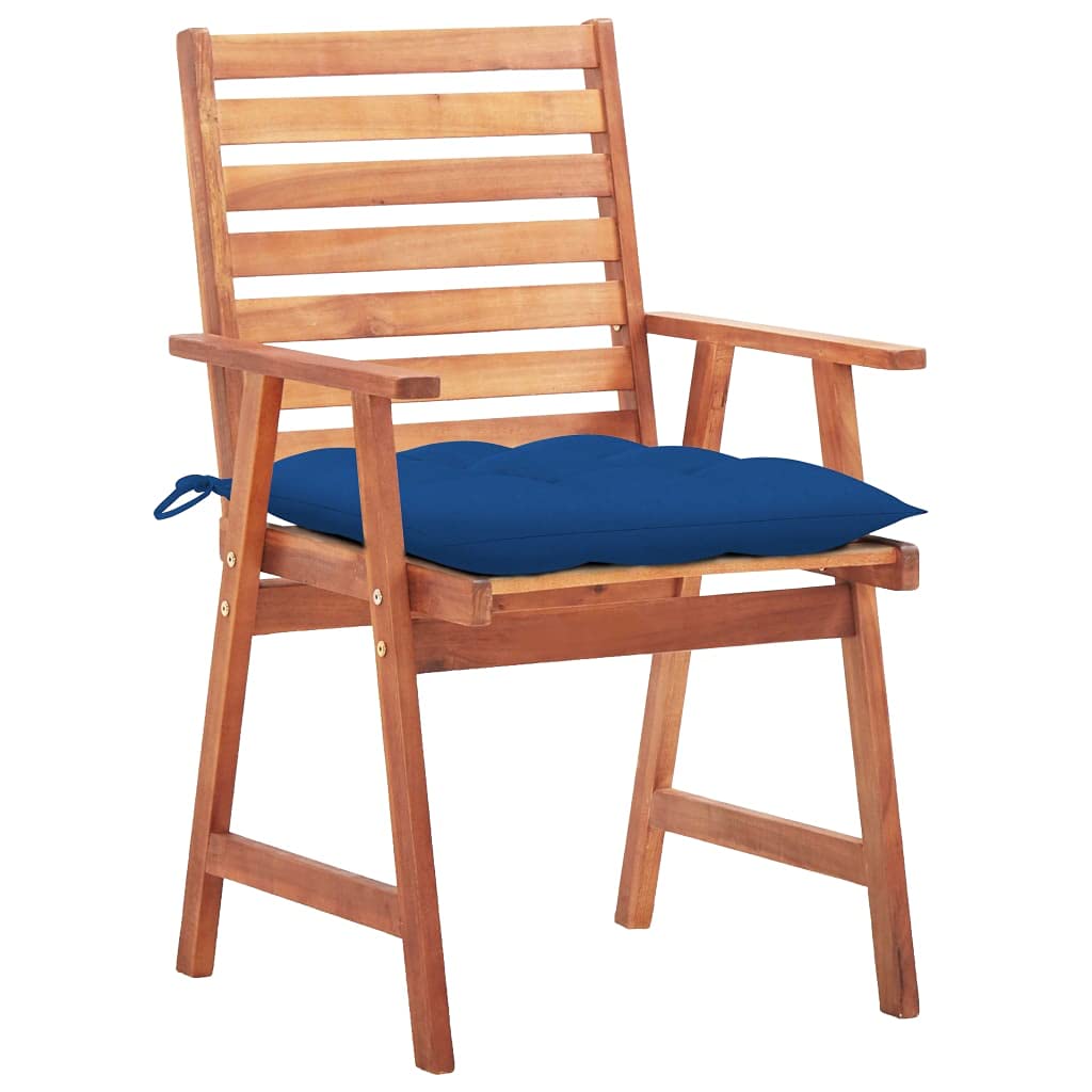 vidaXL 2X Solid Acacia Wood Patio Dining Chairs with Cushions