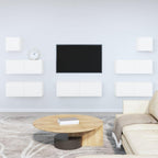vidaXL TV Stand Set 7 Piece, Wall Mounted Entertainment Center, TV Stand Console with Storage, Modern Style, White Engineered Wood