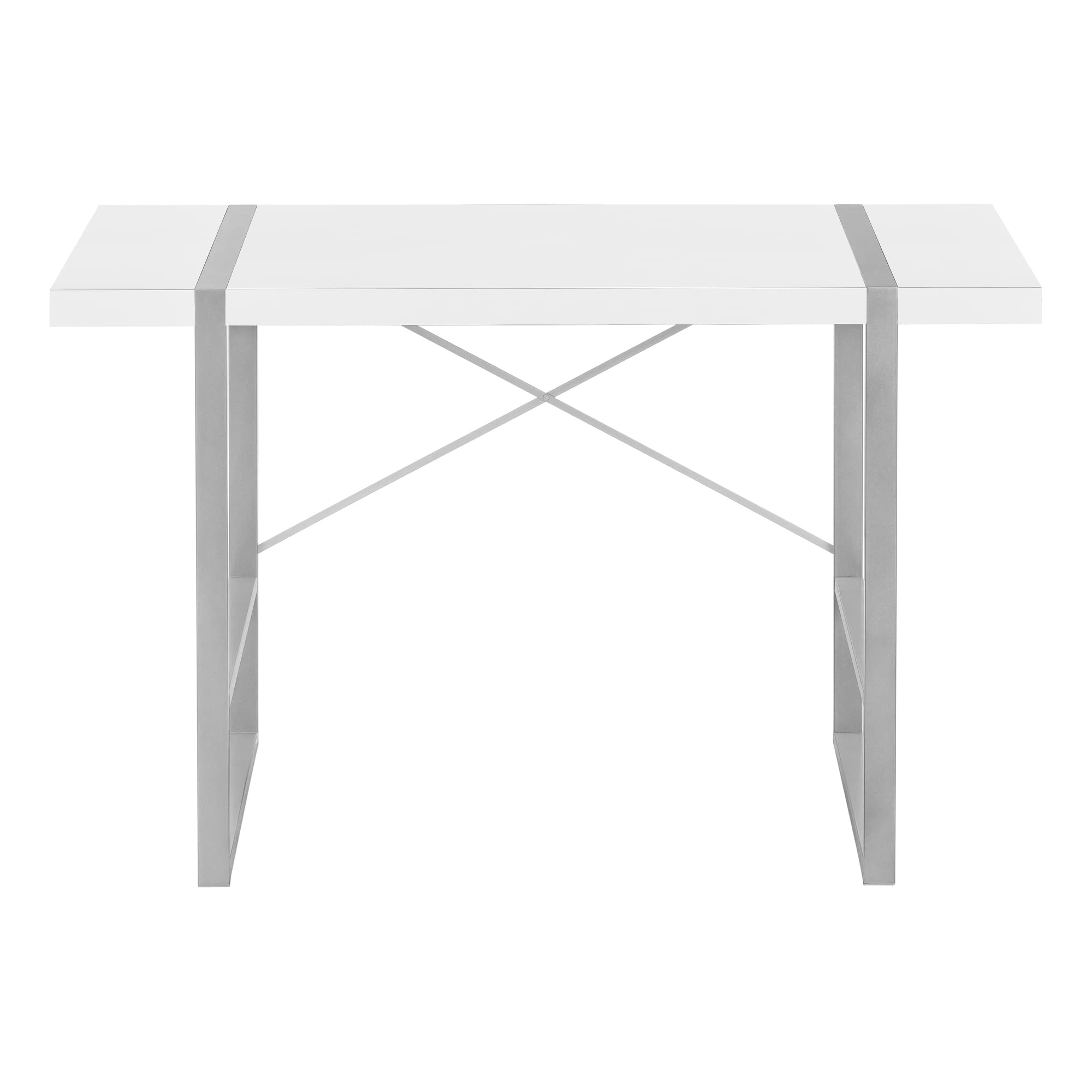 Monarch Specialties I 7663 Computer Desk, Home Office, Laptop, 48&quot; L, Work, Metal, Laminate, White, Grey, Contemporary, Modern