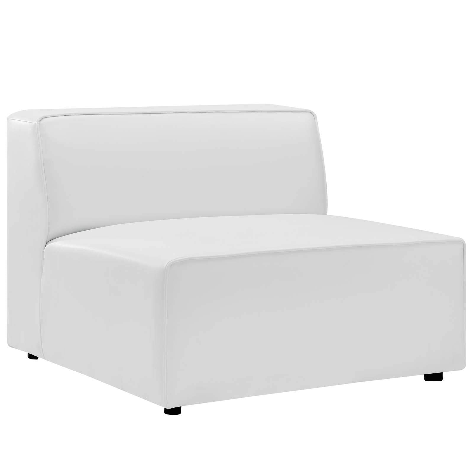 Modway Mingle Vegan Leather Sectional Sofa Armless Chair in White