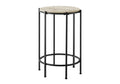 Accent Table, End, Round Cream Stone Laminate, Black Metal, Contemporary