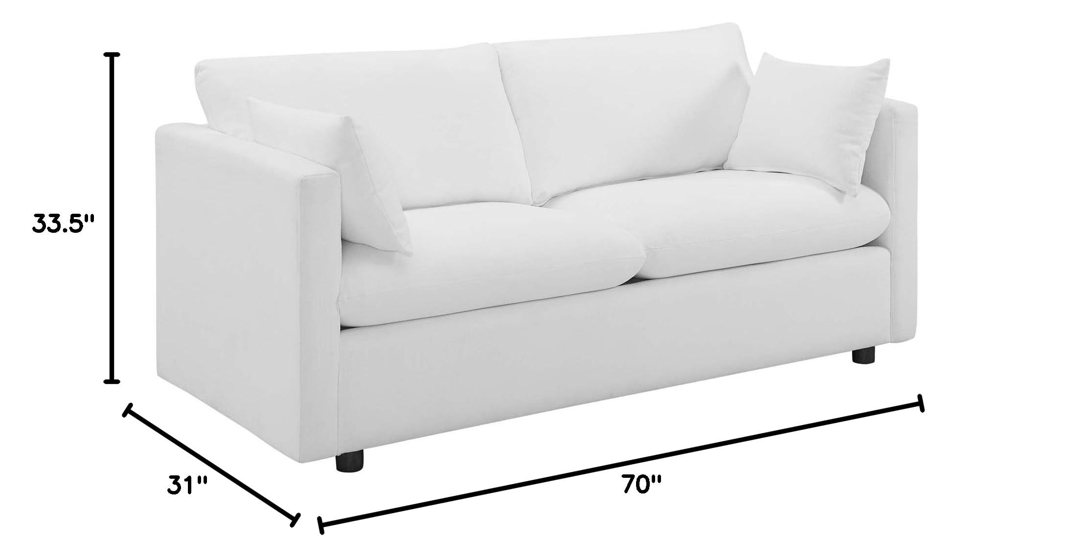 CasaFoyer Activate | Versatile & Stylish Sofa | Cozy Seating | Soft Polyester Upholstery | Compact Box Delivery | Easy Setup | Rounded Cushion Corners | Accent Pillows | Wood Legs | 1102 lbs Weight Capacity