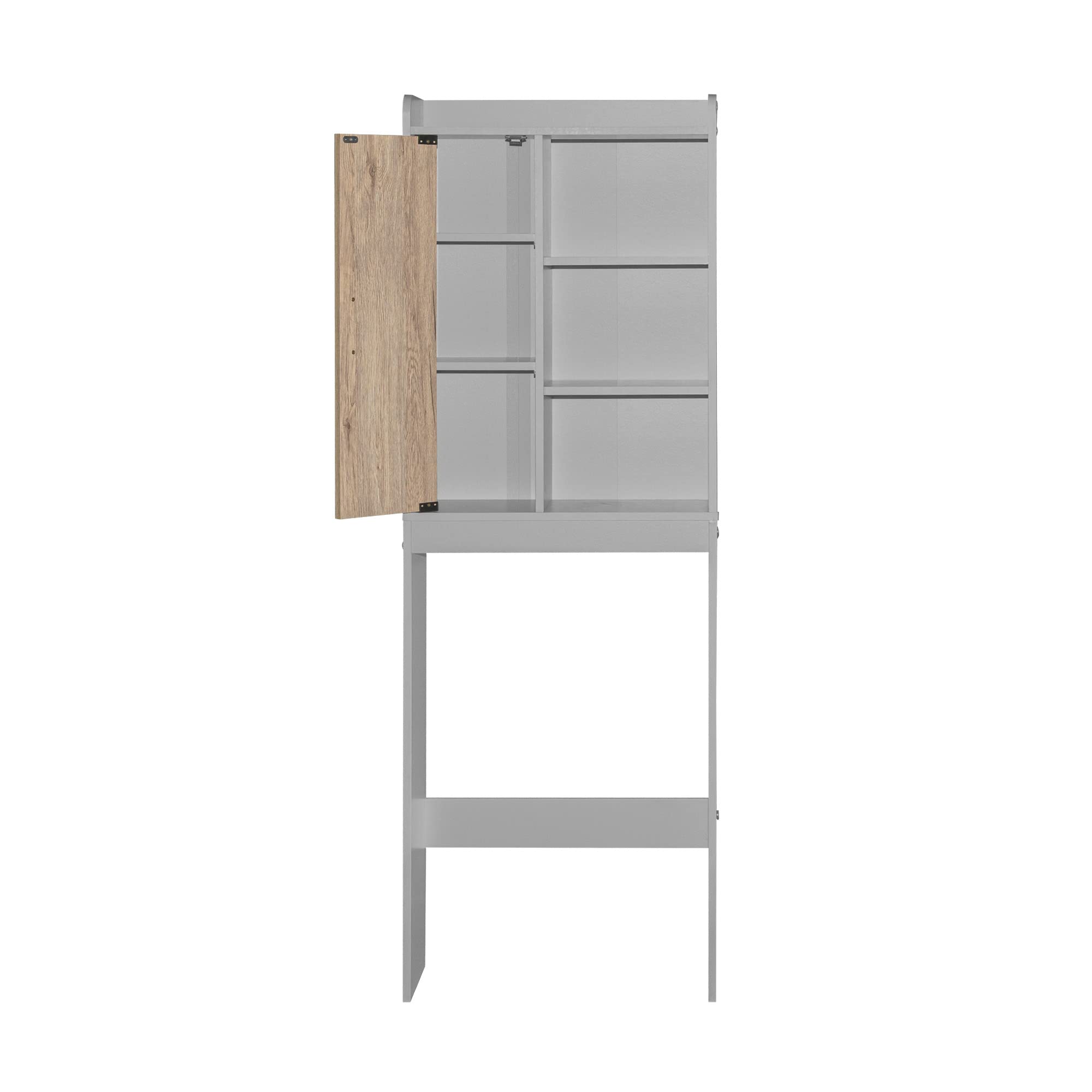 Woodpeckers Furniture And Mattress Ace Over The Toilet Storage Rack (Light Gray + Natural Oak)