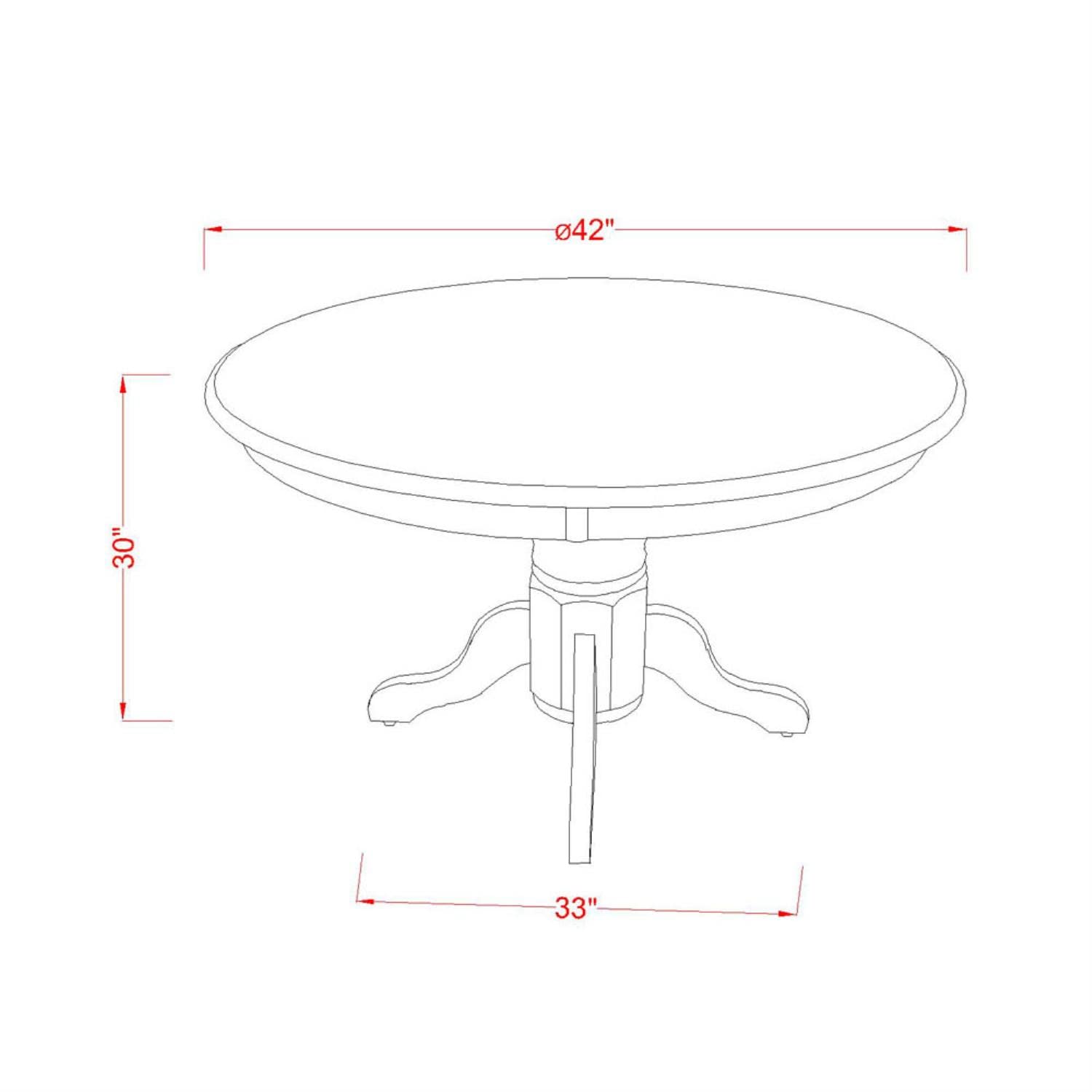 East West Furniture SHDO5-WHI-W 5 Piece Dinette Set for 4 Includes a Round Kitchen Table with Pedestal and 4 Kitchen Dining Chairs, 42x42 Inch, Linen White