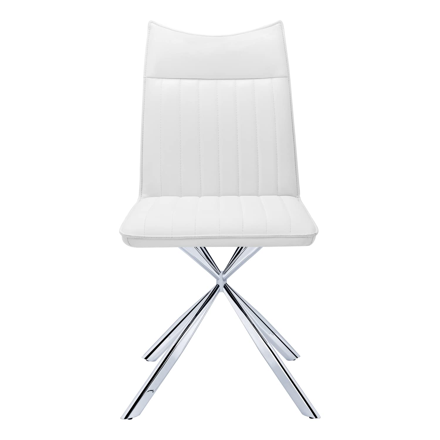Monarch Specialties 1212, Set Of 2, Side, Upholstered, Kitchen, Room, Pu, Contemporary, Modern Dining Chair, 18.5&quot; L X 23.50&quot; W X 36.25&quot; H, White Leather-Look/Chrome Metal