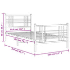 vidaXL Single Metal Bed Frame - Black, Steel Construction, Central Leg Support, Headboard, Footboard, Underbed Storage Space