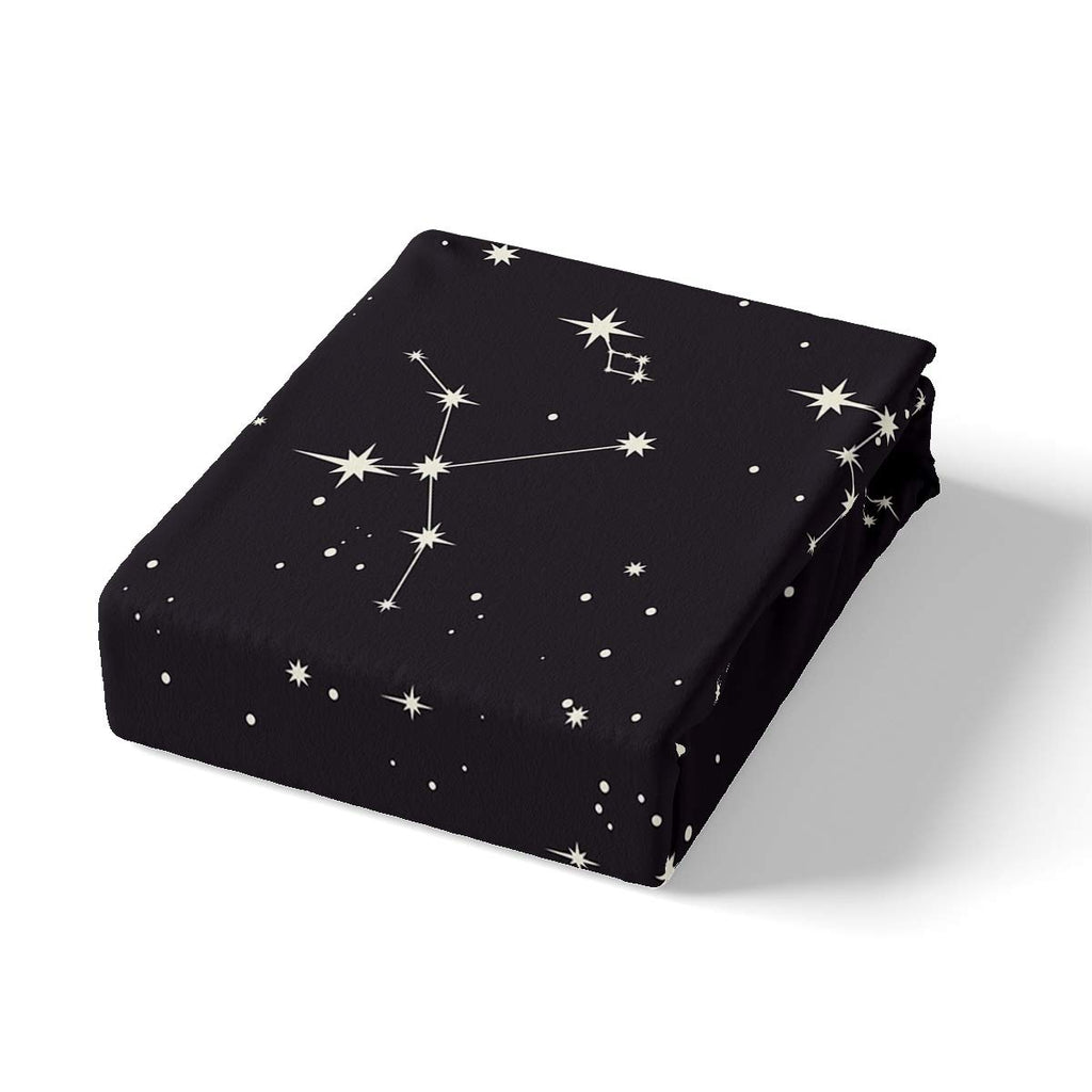Galaxy Sheets Set Queen Size For Kids Girls Boys Outer Space Starry Sky Bedding Set Teens Constellation Twinkle Stars Bed Sheet Set Microfiber Super Soft Breathable Black White Milky Way Bed Cover