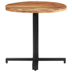 vidaXL Round Bistro Table, Versatile Solid Acacia Wood Table with Black Powder-Coated Iron Base, Perfect Dining Table for Indoors or Outdoors