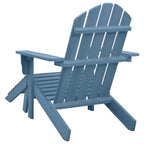 vidaXL Solid Fir Wood Adirondack Patio Chair with Detachable Ottoman, Weather-Resistant, Easy Maintenance, Comfortable Ergonomic Design, Stylish Blue