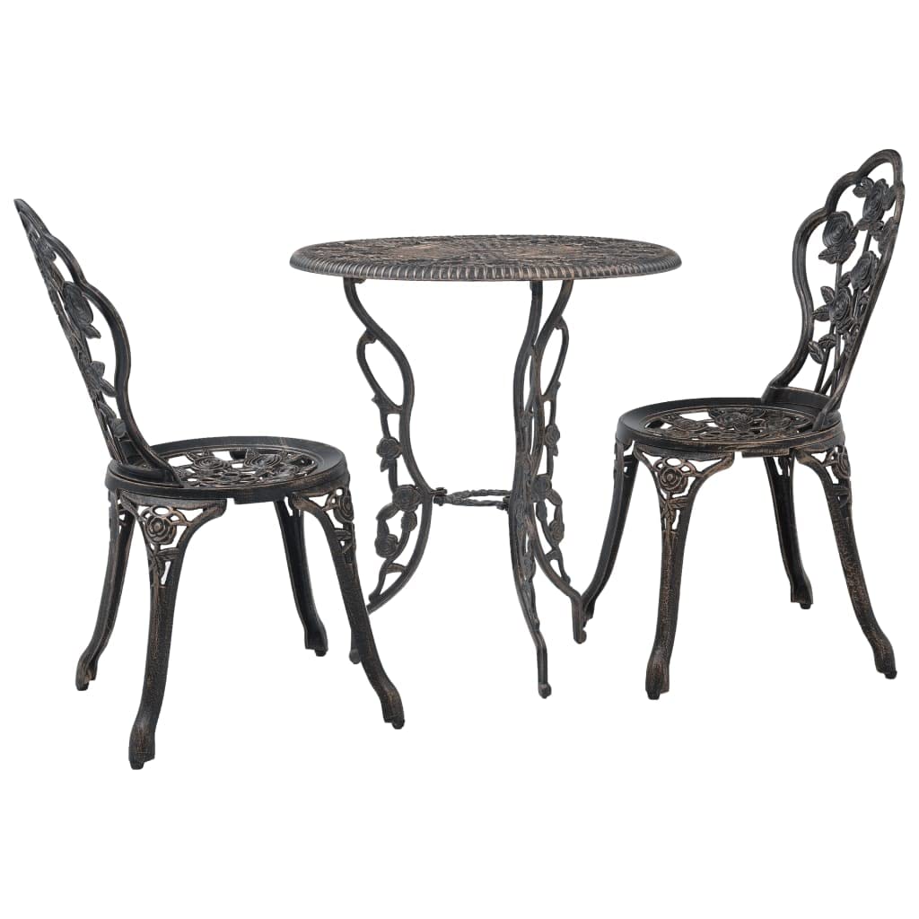 vidaXL Patio Bistro Set 3 Piece, Garden Table and Chair for Backyard, Bistro Table Set for Park Yard Front Porch Furniture, Cast Aluminum