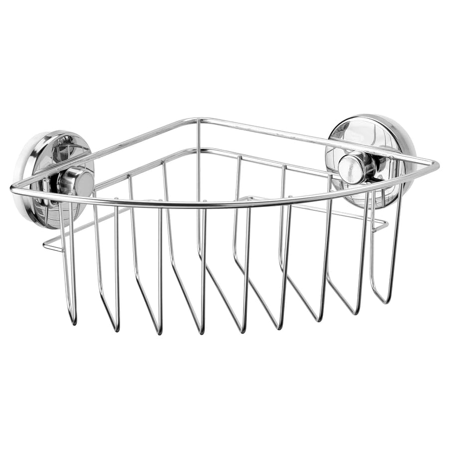 ESTABLISHER KROKFJORDEN Corner Shelf Unit with Suction Cups, Zinc Plated Bathroom Shower Organizer, NoDrill Wall Mounted Storag