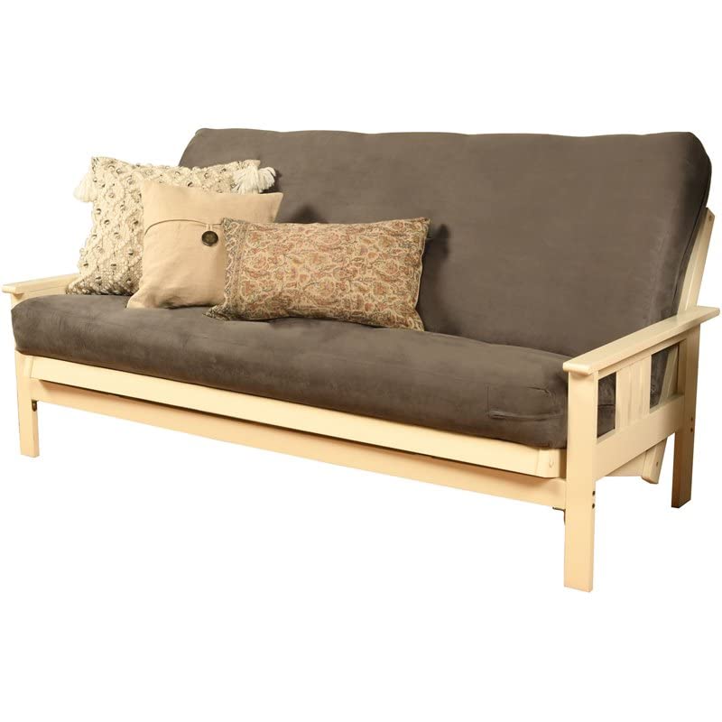 Kodiak Furniture Monterey Antique White Sofa with Suede Gray Fabric Mattress