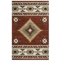 Rizzy Home Alora Decor Ryder 6'6" X 9'6" Tribal Rust/Khaki/Navy/Sage Hand-Tufted Rug