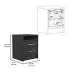 Nightstand 20" H, 2 Drawers, Superior Top, Metal Handles, Black