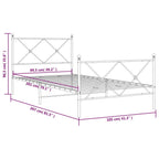 vidaXL Black Metal Bed Frame - Robust Steel Construction with Headboard/Footboard, Supportive Slats, Under-Bed Storage, Elegant Single Bed Design for Bedroom Furniture - 39.4"x78.7"