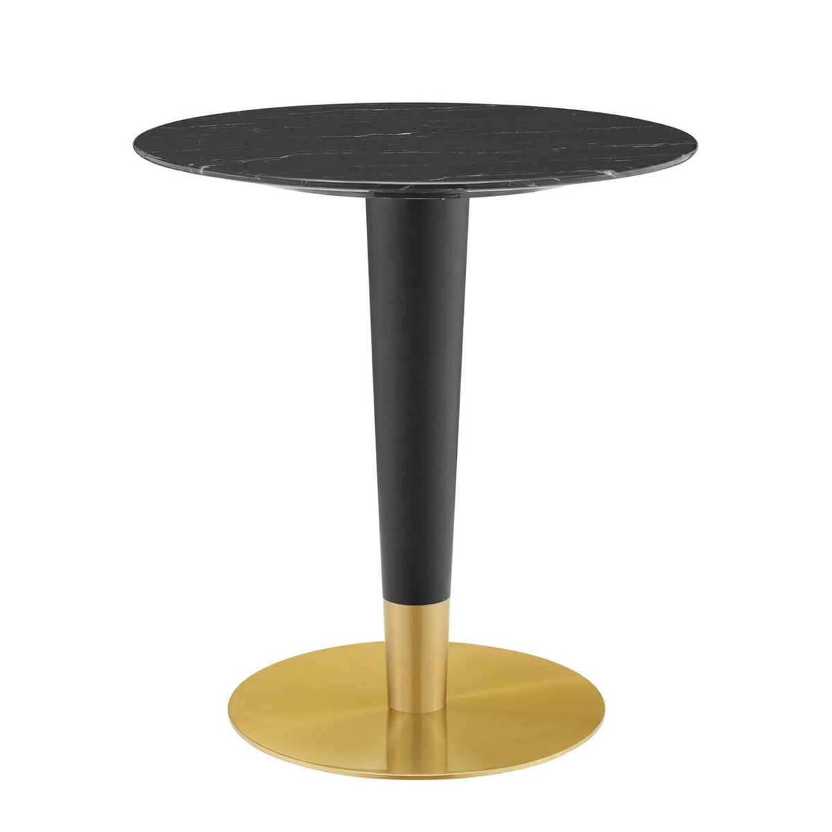 Modway Zinque Round Artificial Marble 28&quot; Dining Table in Gold Black