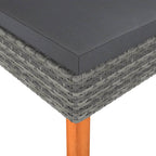 vidaXL Outdoor Footstool - Gray Poly Rattan and Solid Eucalyptus - Steel Frame with Removable and Washable Cushion Cover