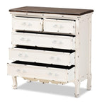 Baxton Studio Levron Brown and White Finished Wood 5-Drawer Storage Cabinet