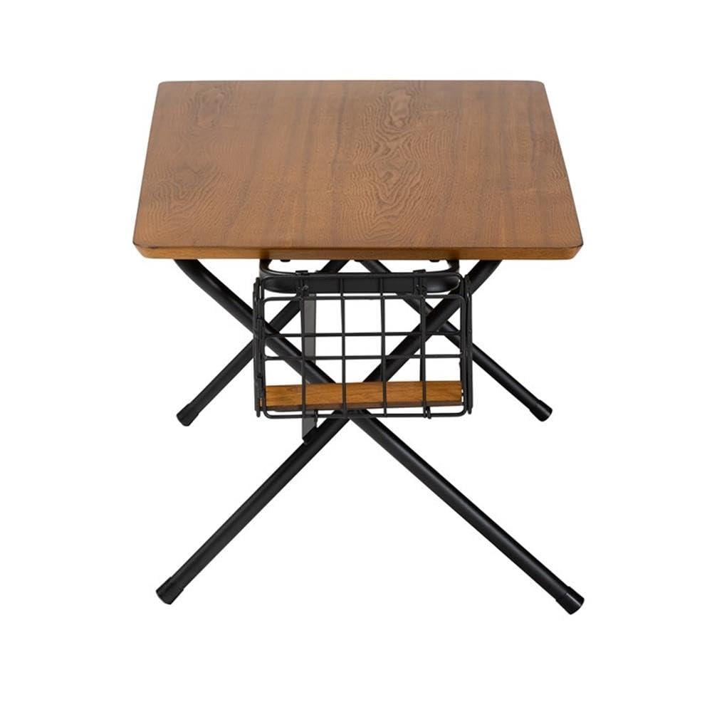 Baxton Studio Mariela Natural Brown and Black Low Profile Coffee Table with Basket Natural Brown/Black/Wood/Metal