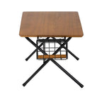 Baxton Studio Mariela Natural Brown and Black Low Profile Coffee Table with Basket Natural Brown/Black/Wood/Metal