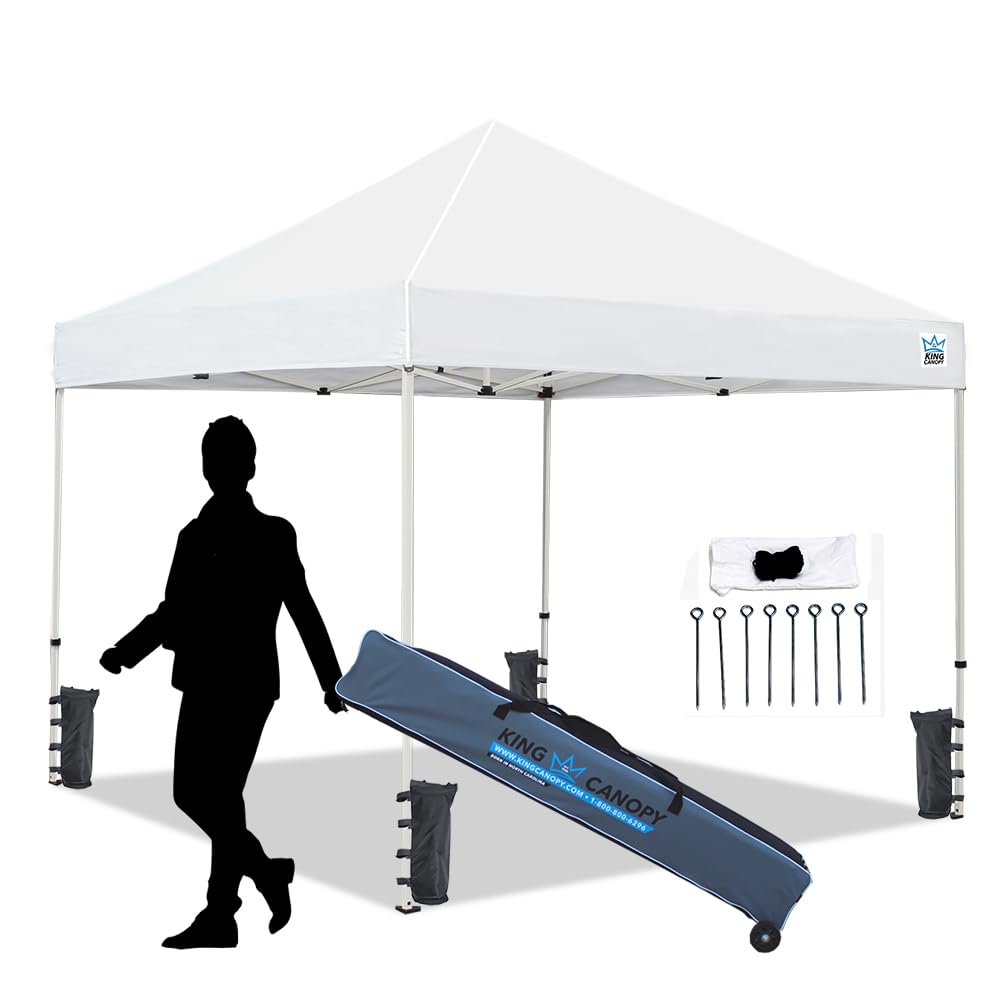 King Canopy Festival 10-Feet by 10-Feet Instant Pop up with Weight Bags, 1-Inch Steel Frame, White, FSSHST10WH-B1