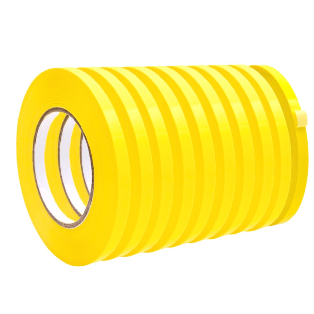 WOD Yellow Produce Poly Bag Sealing Tape, 1/2 inch x 180 yds. (Pack of 10) for Packaging and Sealing of Meat, Gifts, or Ice Bags