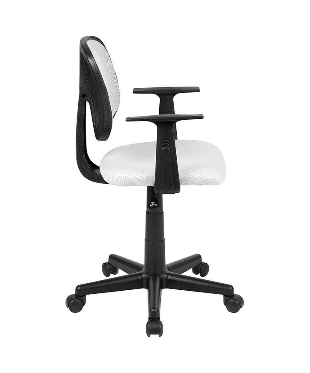 Flash Furniture Flash Fundamentals Mid-Back White Mesh Swivel Task Office Chair With Pivot Back And Arms