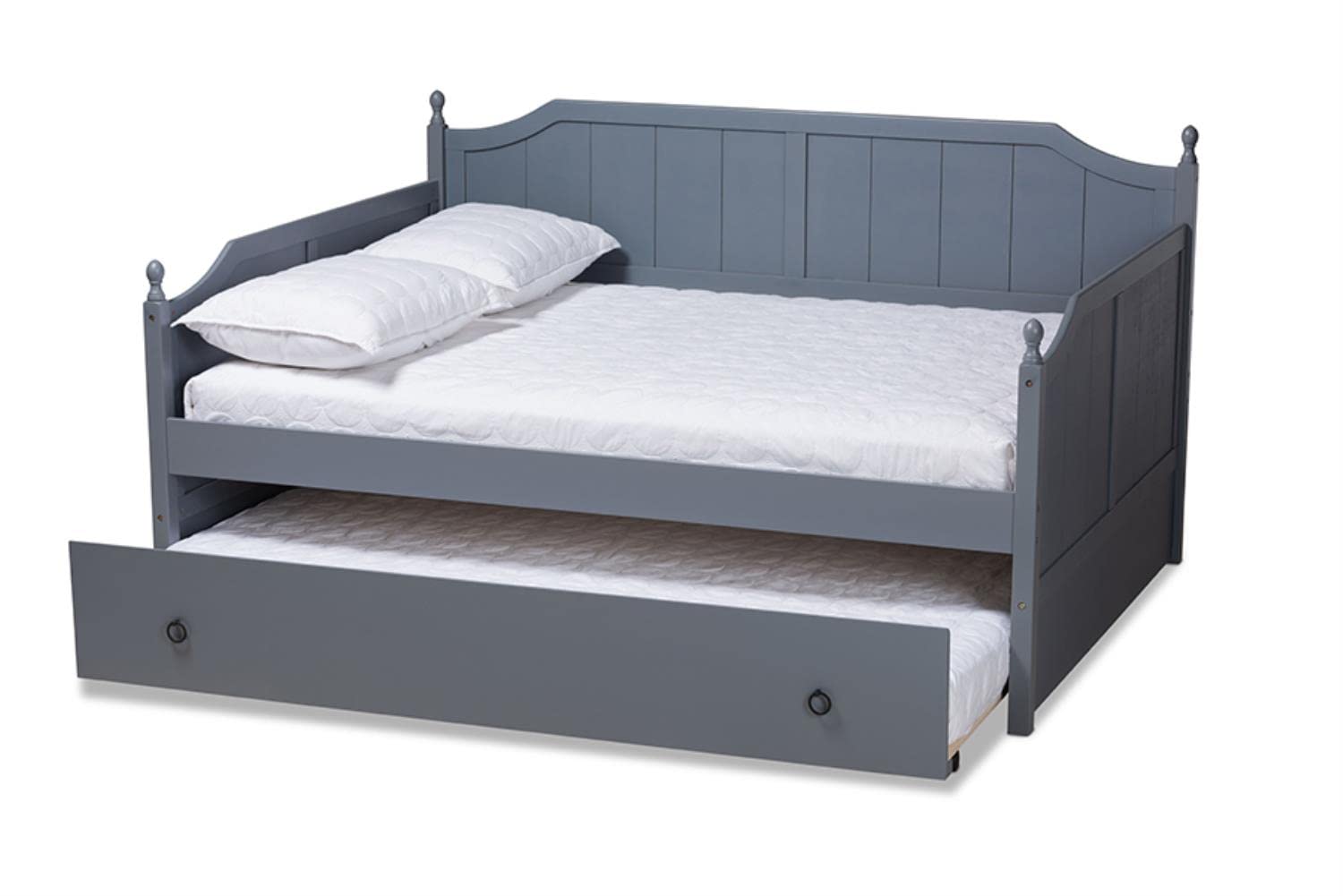 Baxton Studio Millie Cottage Farmhouse Grey Finished Wood Full Size Daybed with Trundle