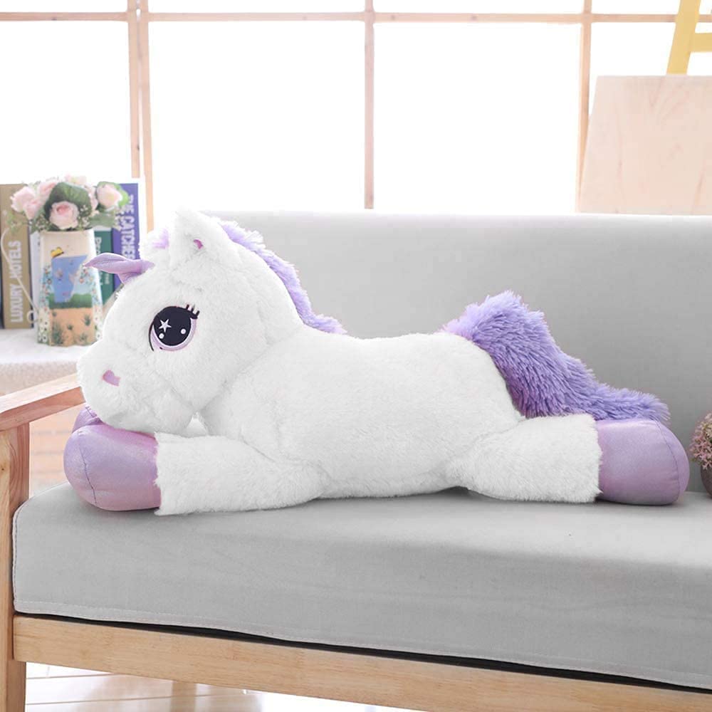 Lanmore 24' Big Unicorn Stuffed Animal Plush Toy, Giant Animal Plush Pillow Unicorn Body Pillow For Girls Kids, Soft Hugging Pi