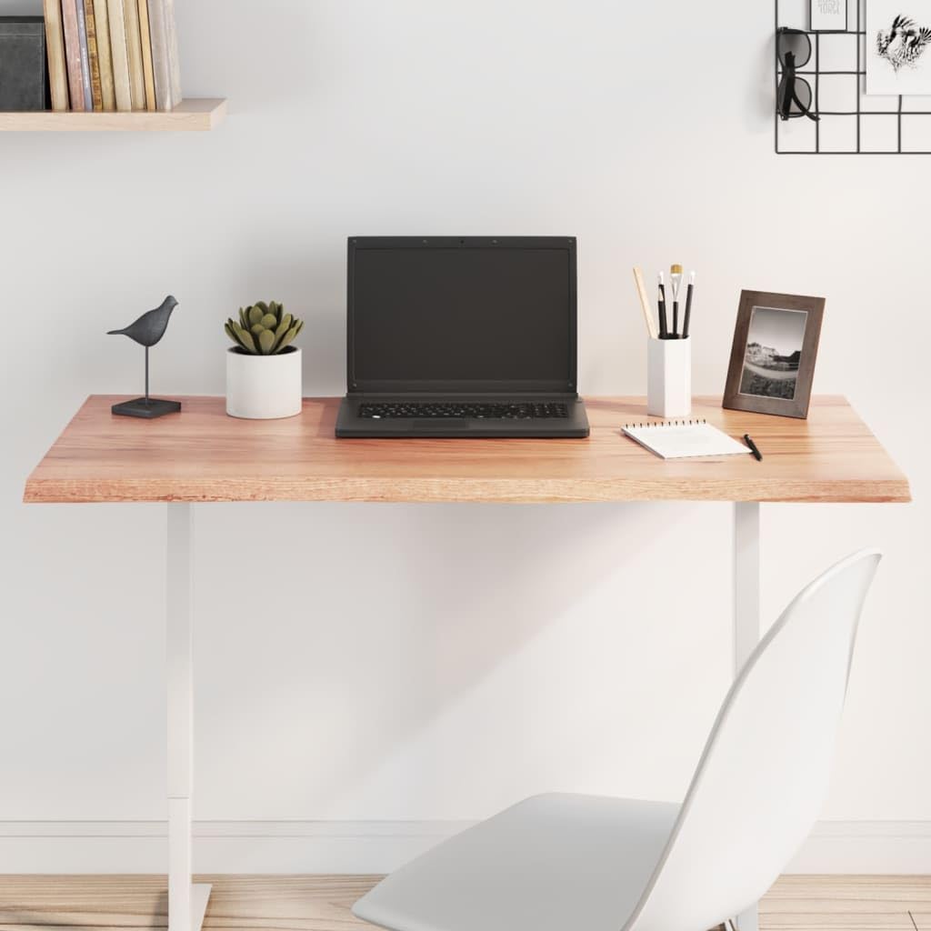 vidaXL Solid Oak Wood Table Top, Light Brown, Versatile for Home/Office Use, Live-Edge Design, Treated Surface, 39.4x15.7x0.8 Inches