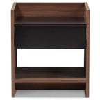 Baxton Studio Vanda Wood 1-Drawer Nightstand/Contemporary/Black/Walnut Brown/Particle Board/MDF with PU Paper