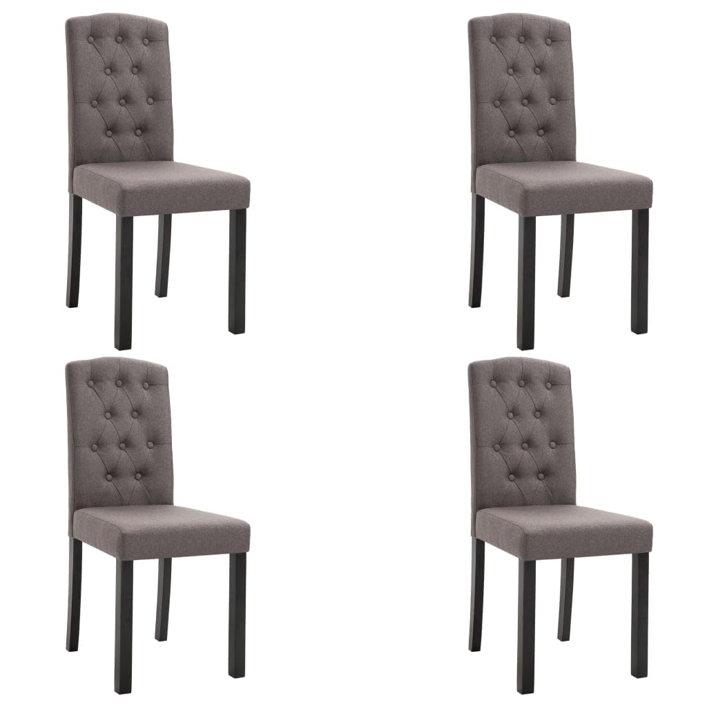 vidaXL Dining Chairs Set of 4 - Ergonomically Designed Taupe Fabric Upholstered Chairs with Sturdy Wooden Legs - Ideal for Dining Room/Kitchen