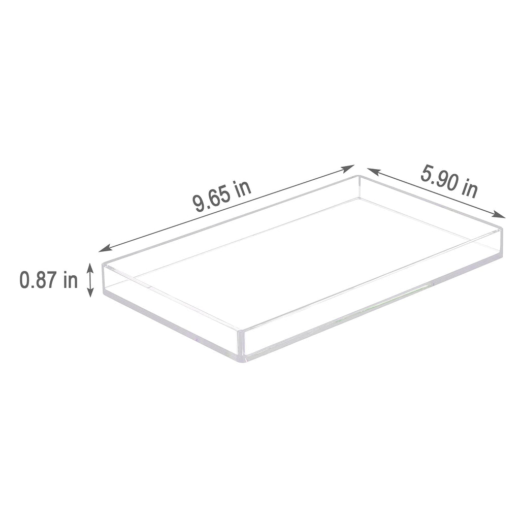 Bigfety Acrylic Bathroom Tray For Counter, Handmade Clear Trays Sturdy Organizer For Cup, Sponge, Soap, Plant (Medium, Clear)