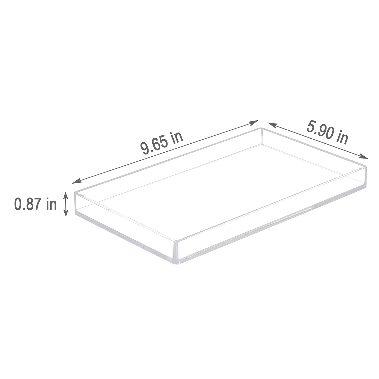 Bigfety Acrylic Bathroom Tray For Counter, Handmade Clear Trays Sturdy Organizer For Cup, Sponge, Soap, Plant (Medium, Clear)