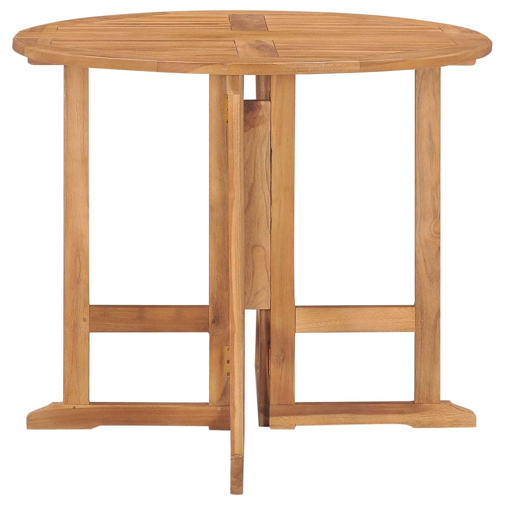 vidaXL Solid Teak Wood Folding Patio Dining Set - 5 Piece Round Table and Chairs Set for Garden, Terrace, Outdoor/Indoor