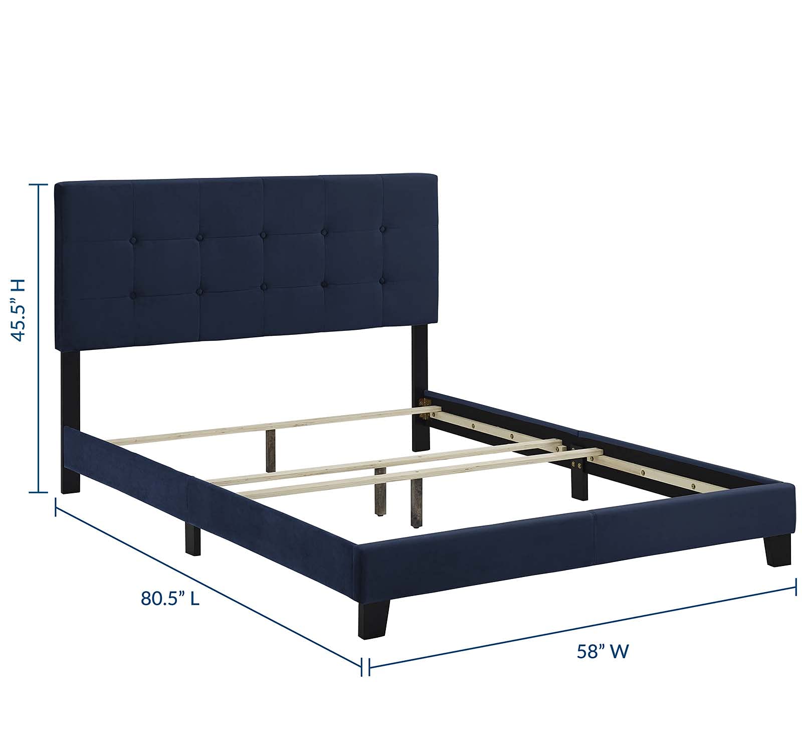Modway Amira Tufted Performance Velvet Upholstered Full Bed In Midnight Blue