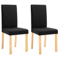 vidaXL Dining Chairs 2 Pcs - Black Fabric Accent Side Chair with Solid Wood Legs - Ergonomic Upholstered Seating - Kitchen/Dining Room Furniture - 16.5"x20.1"x37.4"