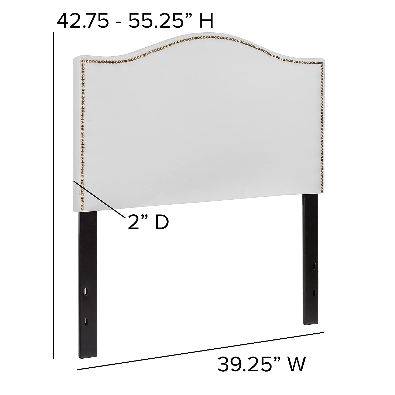 Flash Furniture Lexington Upholstered Twin Size Headboard With Accent Nail Trim In White Fabric