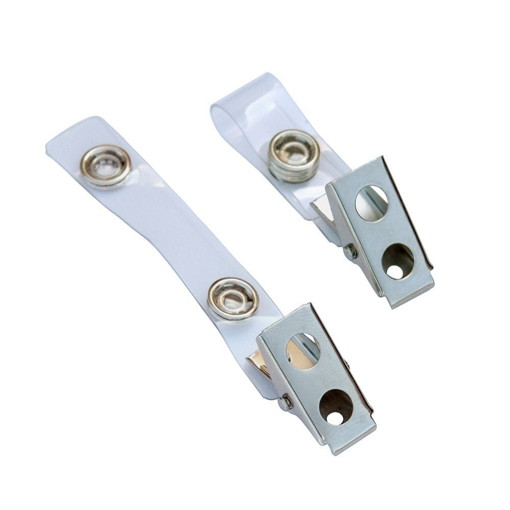 Yueton 50Pcs Metal Double Hole Badge Clips With Pvc Straps, Id Strap Clip Adapter