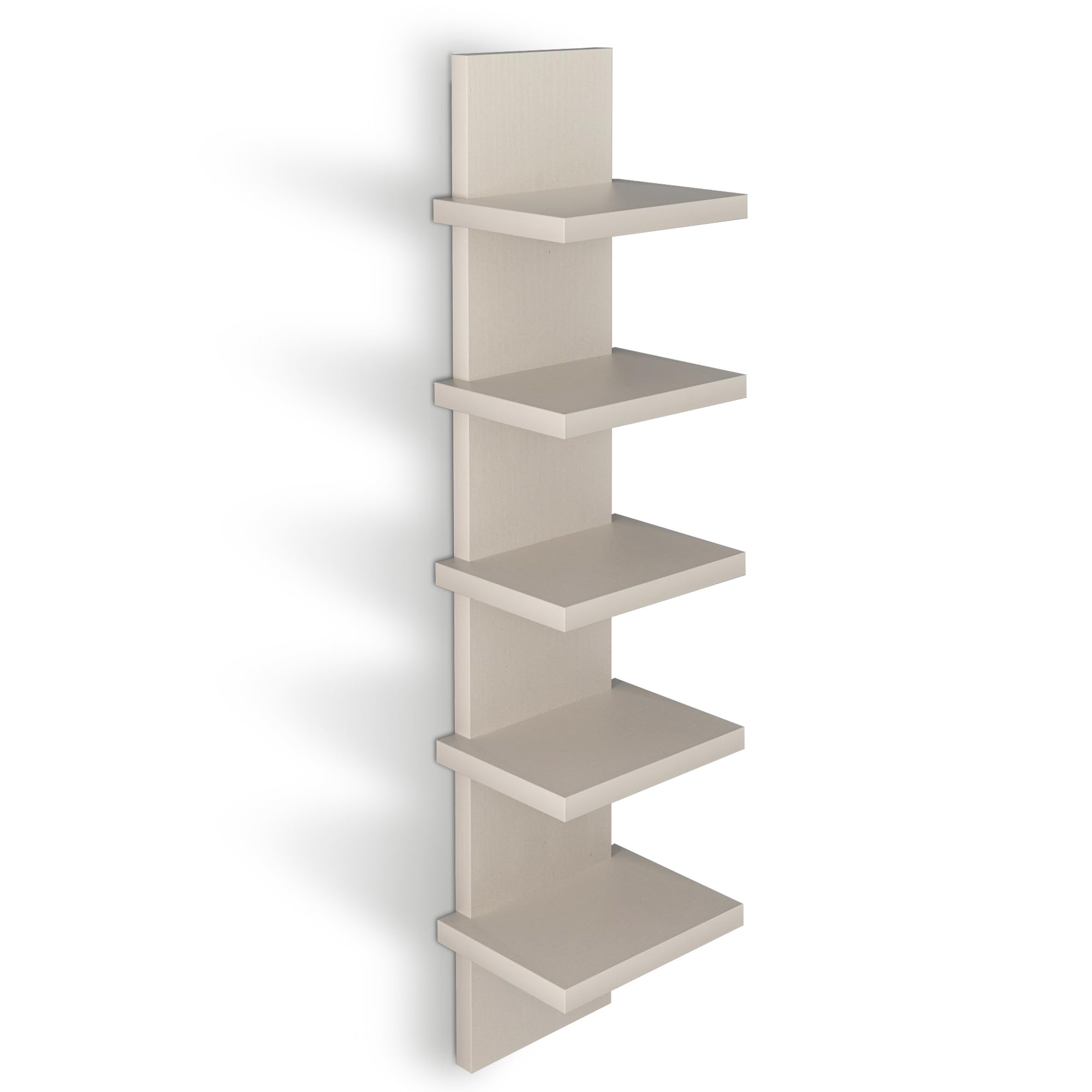 Bloddream 5 Tier Wall Shelves Mourning Gray, Vertical Column Shelf Floating Storage Home Decor Organizer Tall Tower Design Utility Shelving Bedroom Living Room