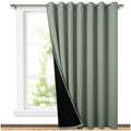 Nicetown Greyish Green Full Shading Extra Wide Curtains For Patio Door, Super Heavy-Duty Thermal Backing Sliding Glass Door Drap