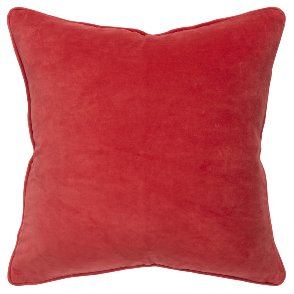 Connie Post 20" x 20" Cotton Velvet Pillow Cover in Dark Coral