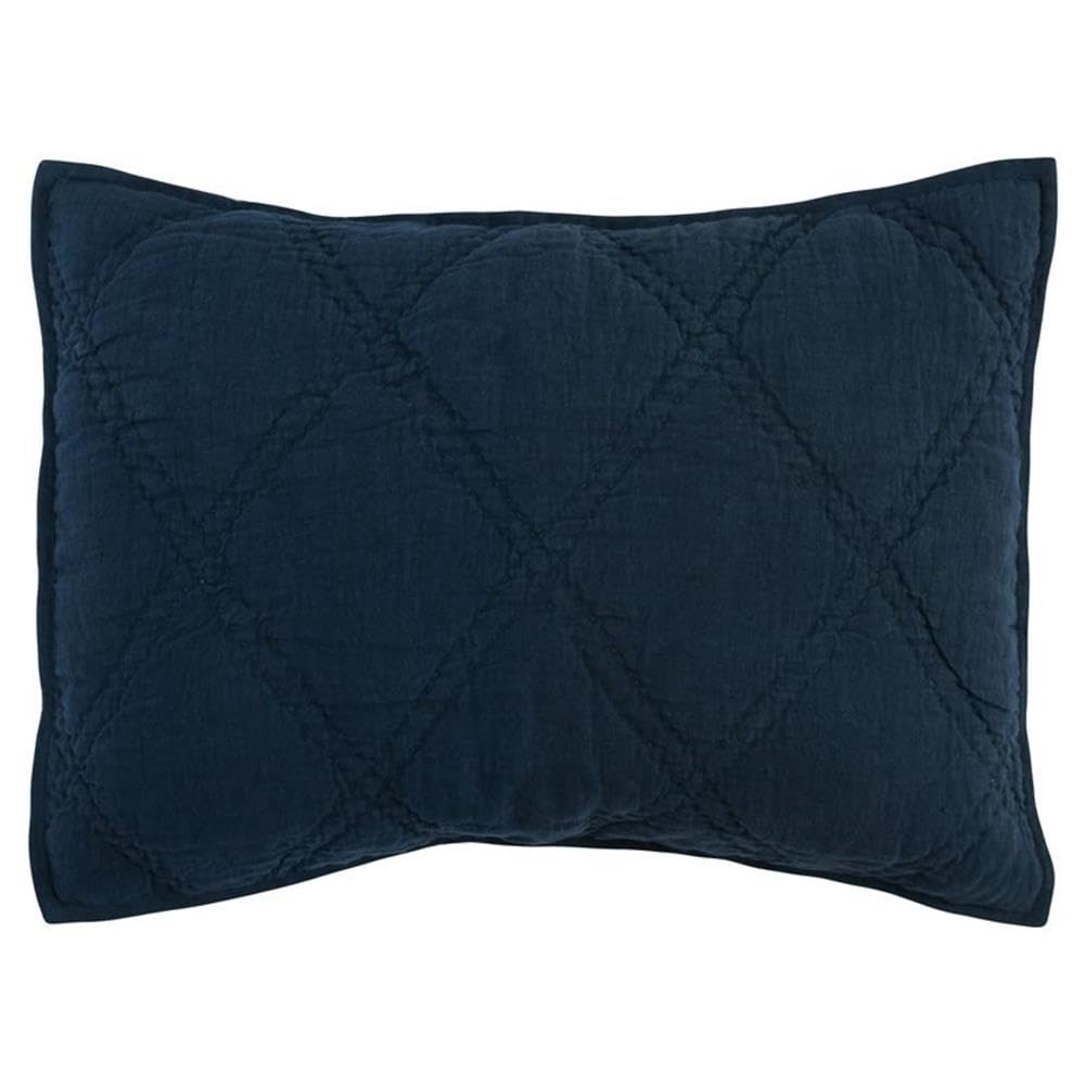 Kosas Home Casi 20X26 Belgian Flax Linen Fabric Standard Sham In Midnight Blue