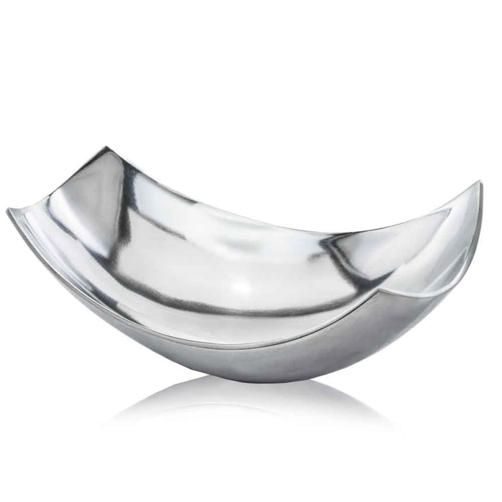 HomeRoots Decor 9.75' x 17' x 5.5' Buffed, Silver, Large Scoop Bowl