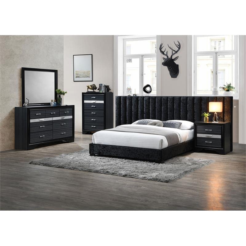 Acme Rivas Channel-Tufted Fabric Queen Bed